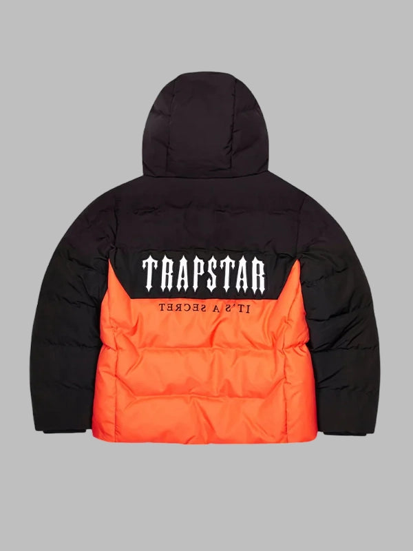 TRAPSTAR DECODED Puffer Jacket Orange and Black