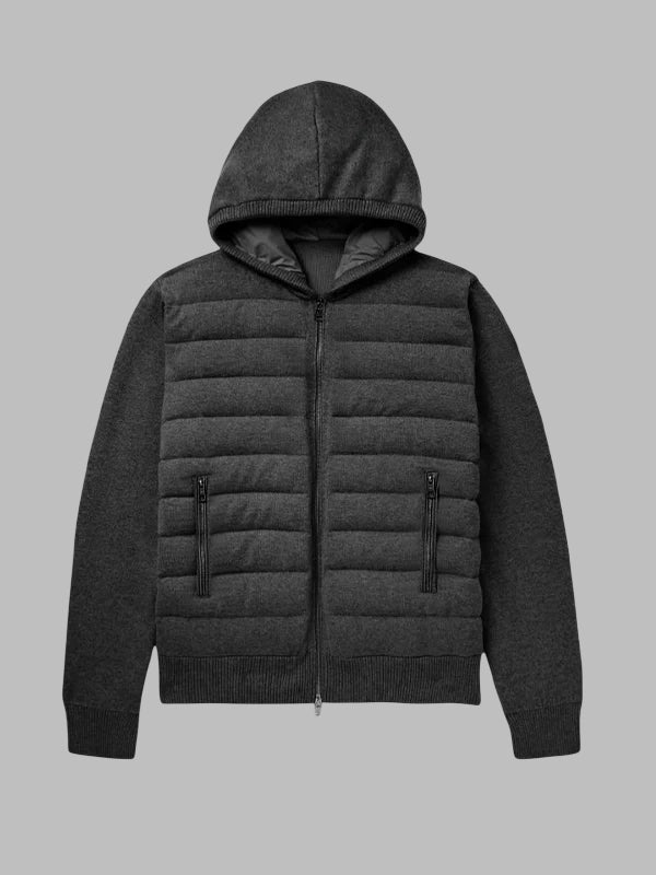 The Velino Black Hooded Hybrid Jacket