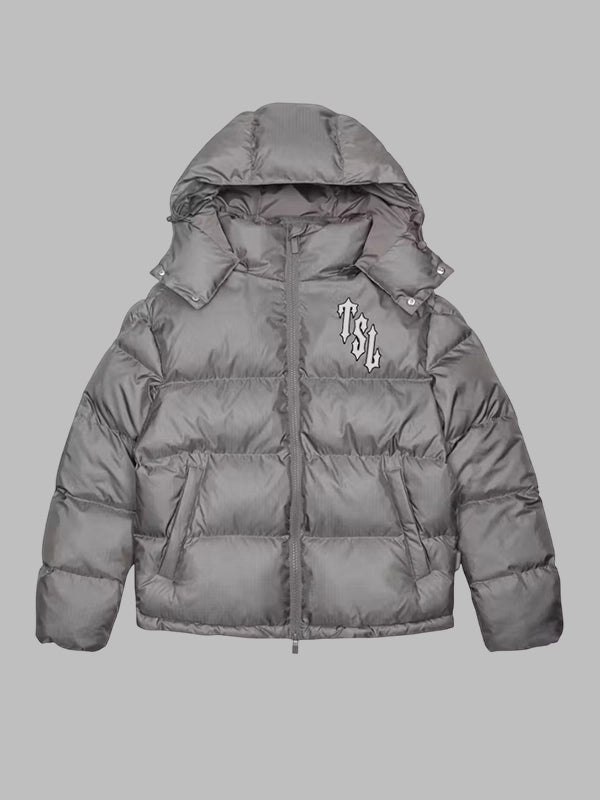 Trapstar Shooters Hooded Puffer Jacket Grey