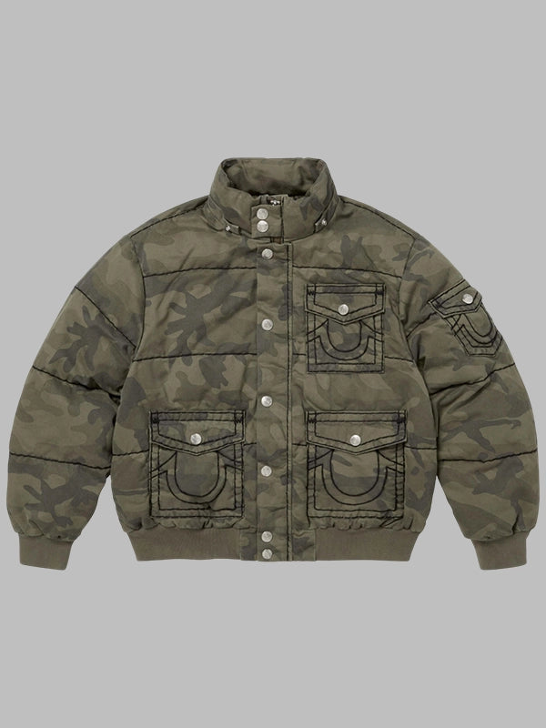 True Religion x Supreme Puffer Jacket Green Camo
