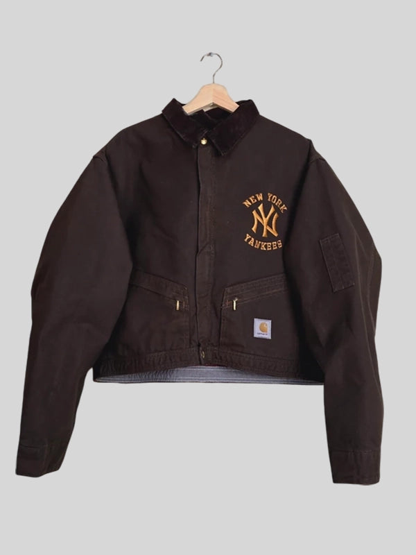 Vintage Carhartt X NY Yankees Crop Chocolate Brown Jacket