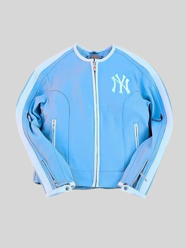 Vintage Cropped Biker NY Igalaseries Jacket Blue