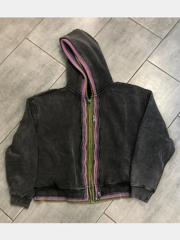 GV Gallery x Raspberry Hills 3 Zip Spliced Hoodie