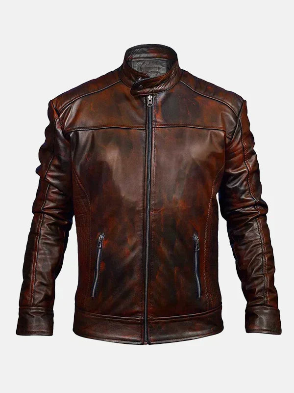 Vintage Brown Leather Waxed Jacket 