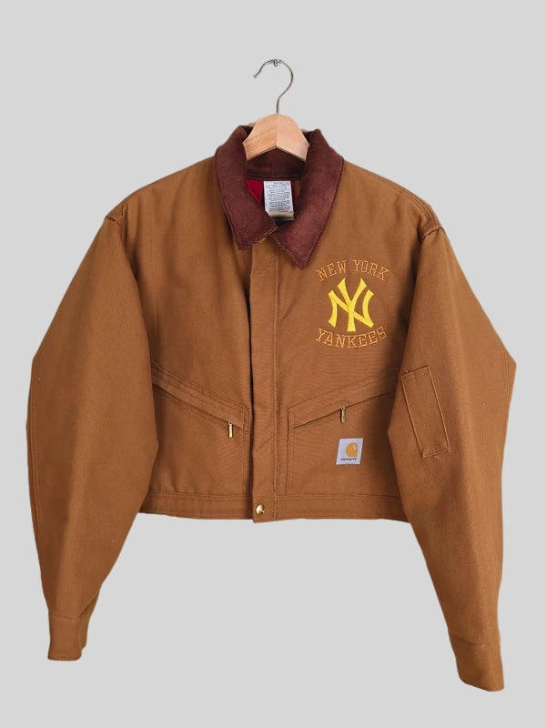 Vintage Carhartt X NY Yankees Crop Jacket Brown