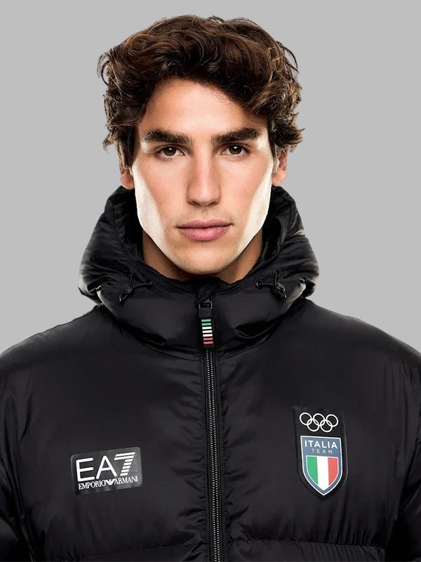 Winter Olympics 2026 Team Italy EA7 Puffer Jacket Black