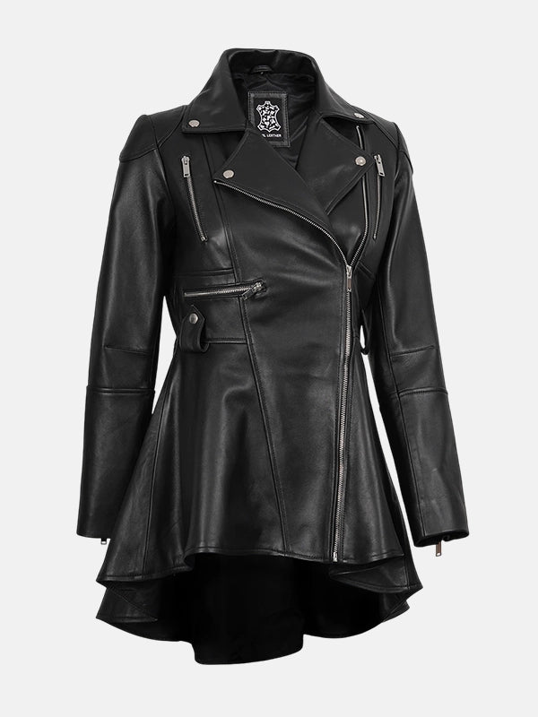 Women's Asymmetrical Peplum Leather Jacket
