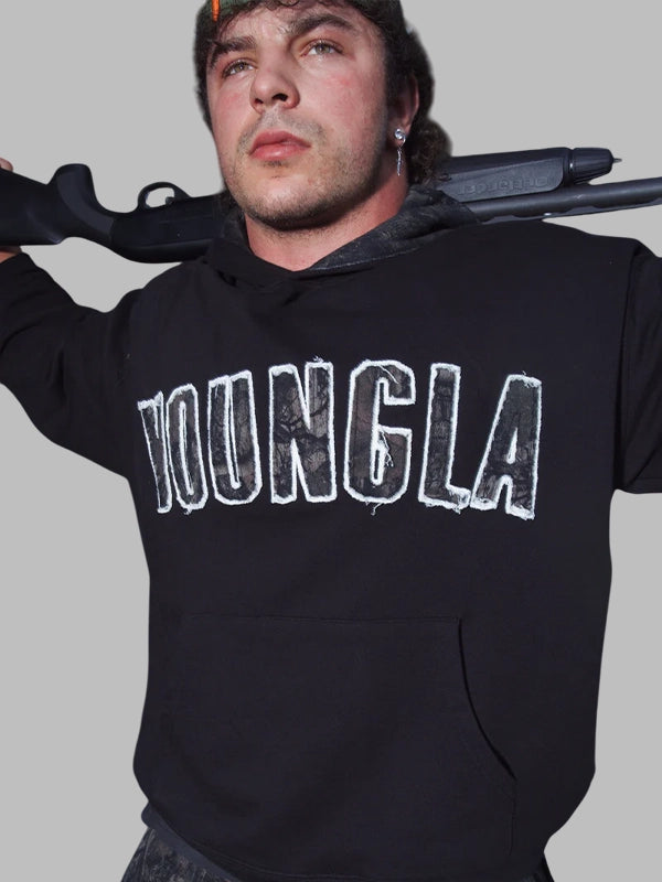 Youngla Camo Hoodie Sweatshirt Black