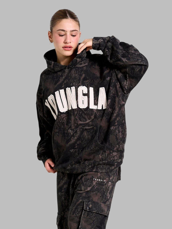 Youngla Hunting Season Camo Hoodie In Black