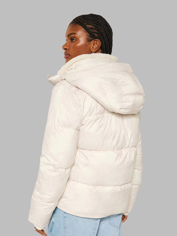 hollister puffer jacket Off white Printed