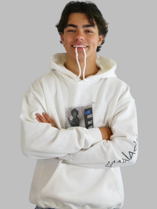 malachi barton hoodie White