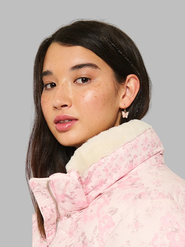 pink hollister puffer jacket