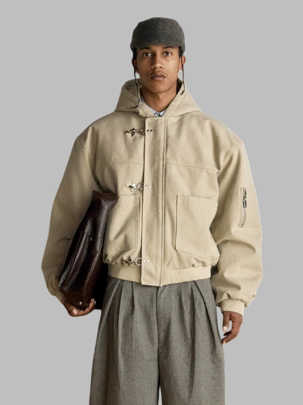 shinzo shige 15oz canvas clasp bomber jacket Beige