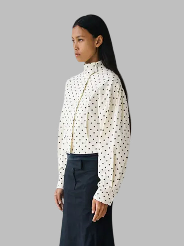 white polka dot jacket zara